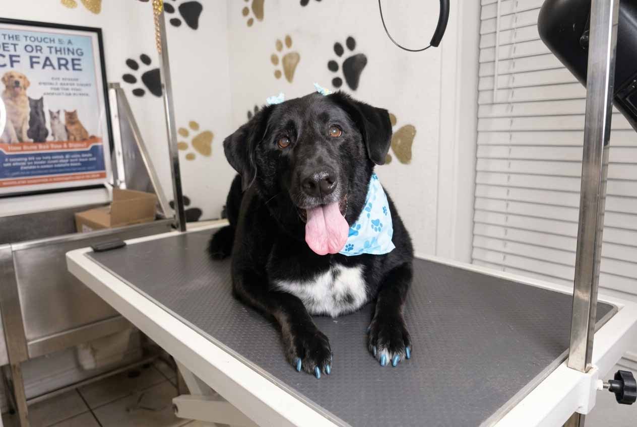 Cooper the Beagle after relaxing spa treatment